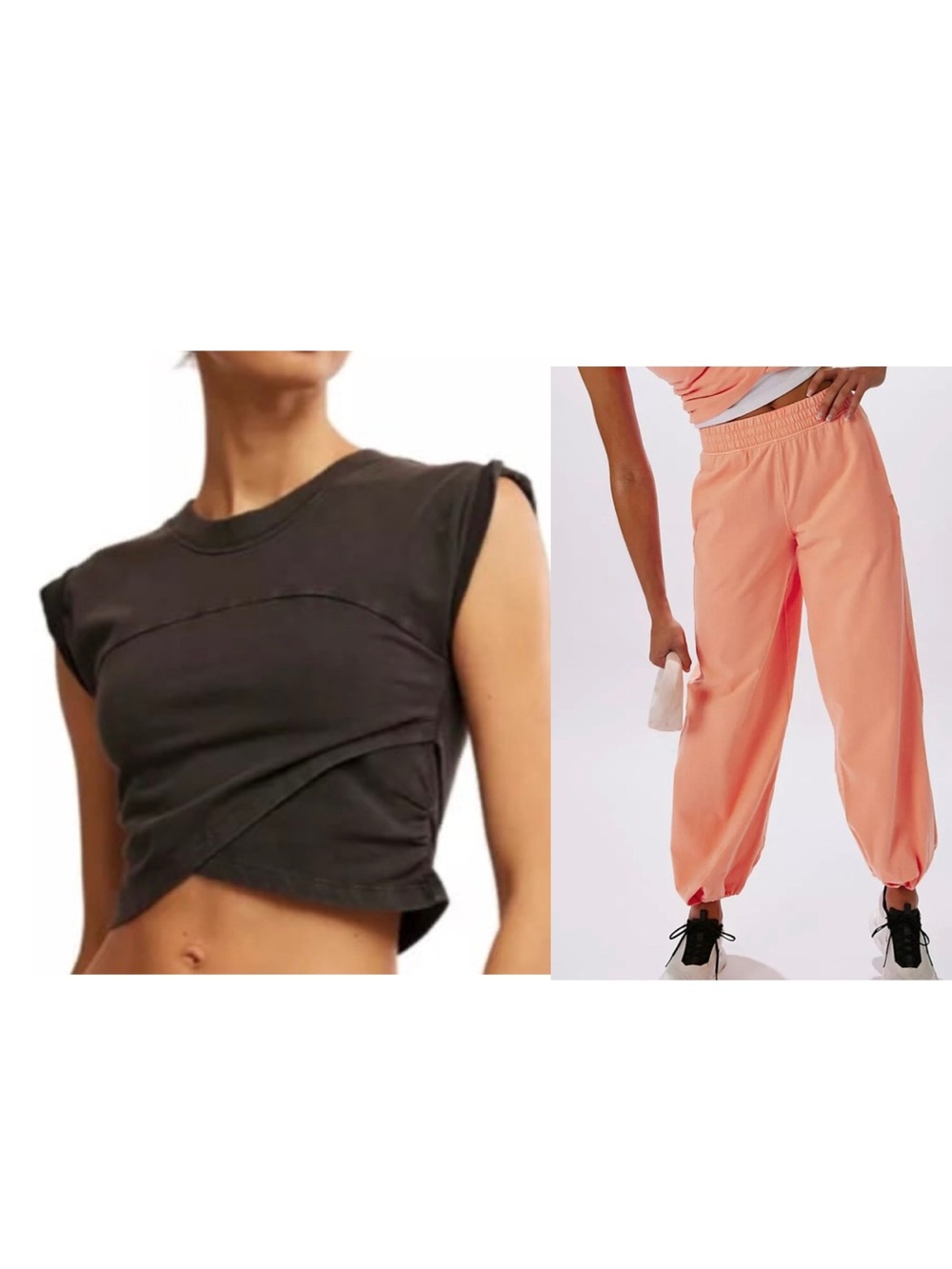 NEW FREE PEOPLE HOT SHOT CROSSOVER SET SIZE MEDIUM!! PUNCH PANTS & BLACK SHIRT!!